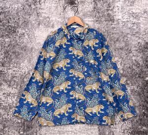 Printfresh Pajama Shirt Large Mens Bagheera Tiger Blue Organic Cotton